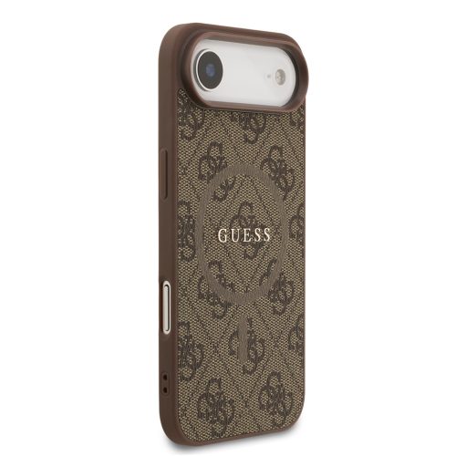 Guess PU Leather 4G Colored Ring MagSafe tok, iPhone 17 Pro - barna
