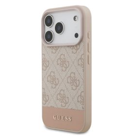 Guess PU 4G Stripe tok, iPhone 17 Pro - rózsaszín