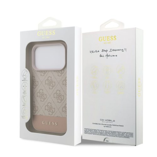 Guess PU 4G Stripe tok, iPhone 17 Pro - rózsaszín