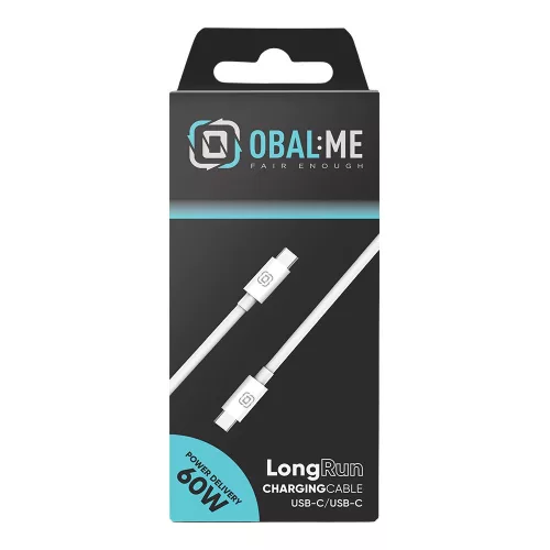 OBAL:ME LongRun USB-C / USB-C kábel 60W, 1 m – fehér -