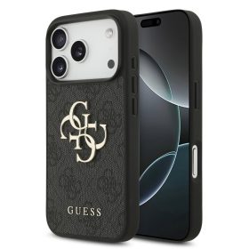 Guess PU 4G Metal Logo tok, iPhone 17 Pro - szürke