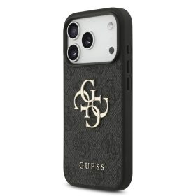 Guess PU 4G Metal Logo tok, iPhone 17 Pro - szürke