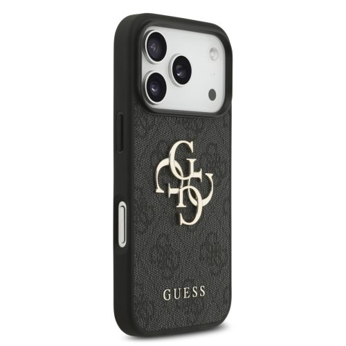 Guess PU 4G Metal Logo tok, iPhone 17 Pro - szürke