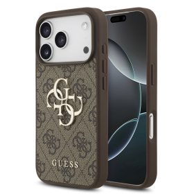 Guess PU 4G Metal Logo tok, iPhone 17 Pro - barna