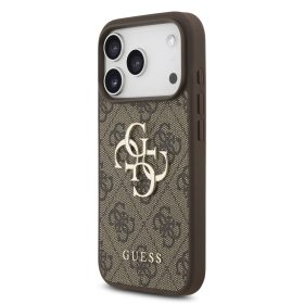 Guess PU 4G Metal Logo tok, iPhone 17 Pro - barna