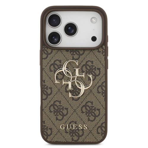 Guess PU 4G Metal Logo tok, iPhone 17 Pro - barna