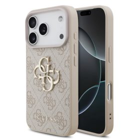 Guess PU 4G Metal Logo tok, iPhone 17 Pro - rózsaszín