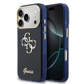 Guess IML 4G Script Metal Logo tok, iPhone 17 Pro - kék