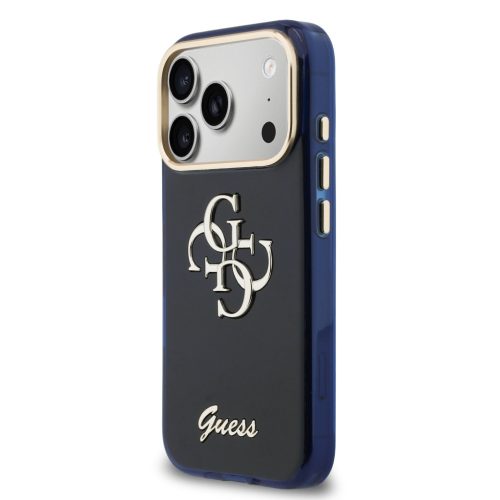 Guess IML 4G Script Metal Logo tok, iPhone 17 Pro - kék