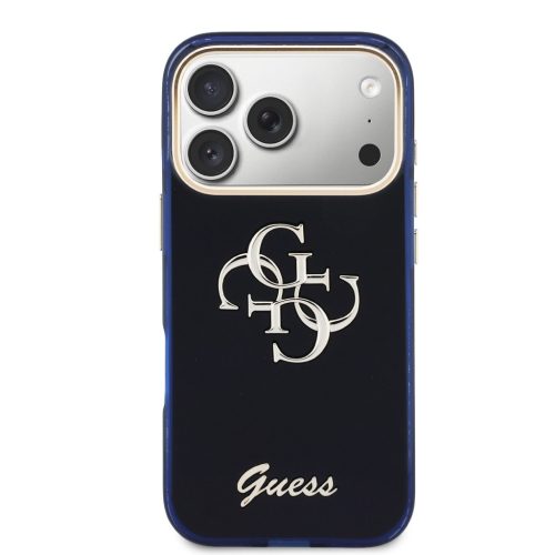 Guess IML 4G Script Metal Logo tok, iPhone 17 Pro - kék