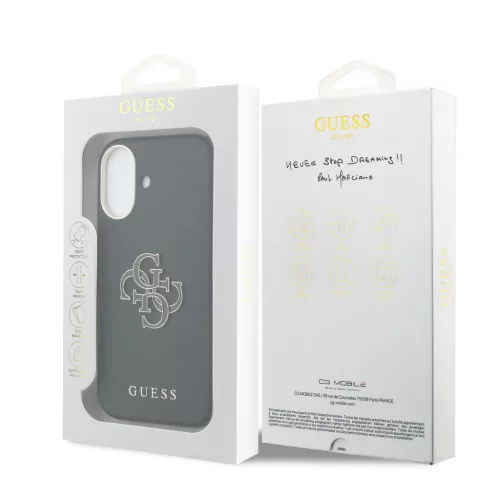 Guess PU Resin Logo tok, iPhone 17 - fekete