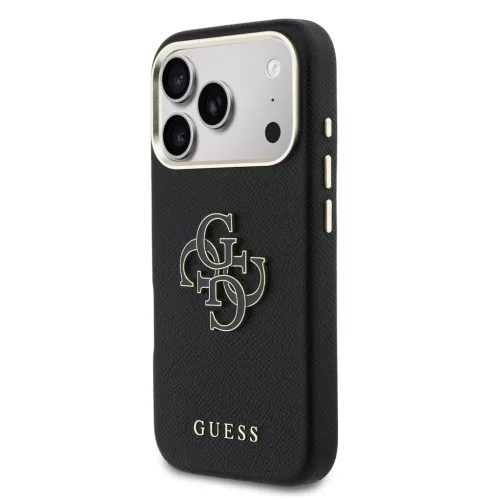 Guess PU Resin Logo tok, iPhone 17 Pro - fekete