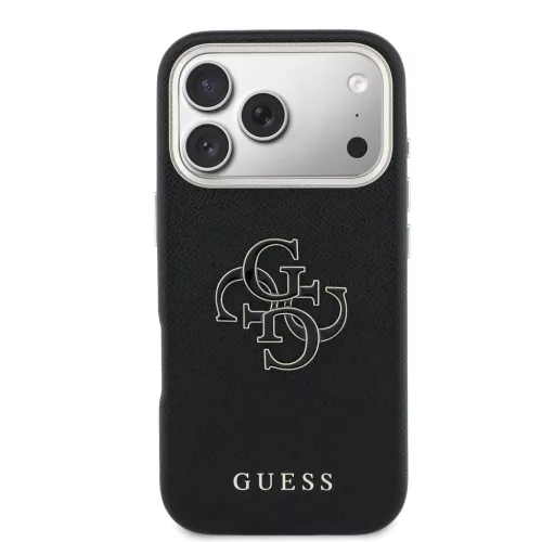 Guess PU Resin Logo tok, iPhone 17 Pro - fekete