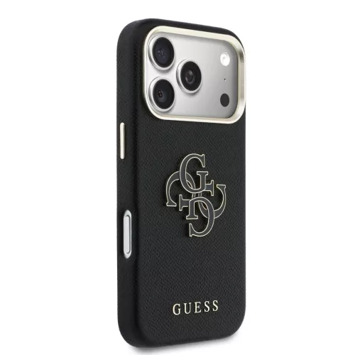 Guess PU Resin Logo tok, iPhone 17 Pro - fekete