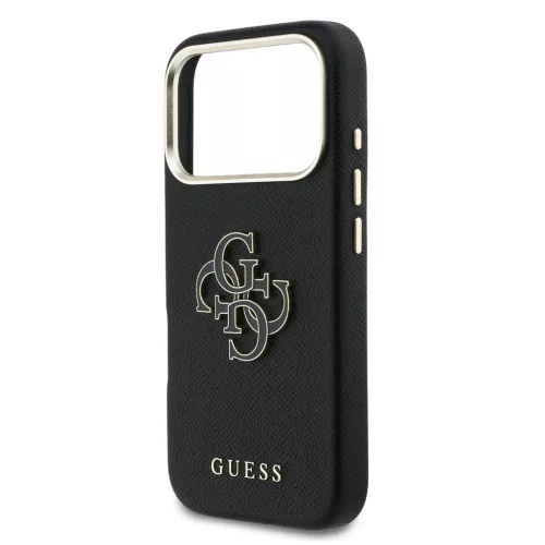 Guess PU Resin Logo tok, iPhone 17 Pro - fekete