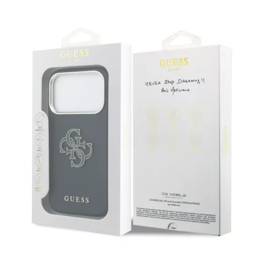 Guess PU Resin Logo tok, iPhone 17 Pro - fekete