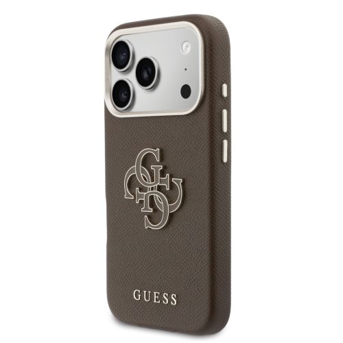 Guess PU Resin Logo tok, iPhone 17 Pro - barna