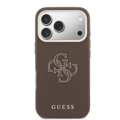Guess PU Resin Logo tok, iPhone 17 Pro - barna