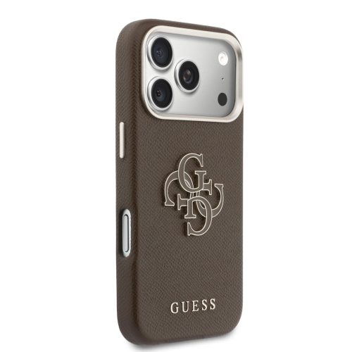 Guess PU Resin Logo tok, iPhone 17 Pro - barna