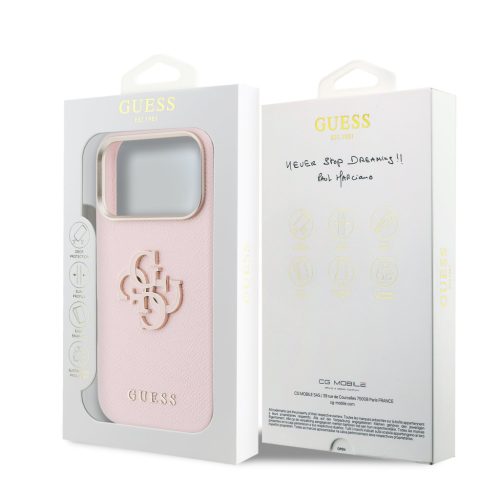 Guess PU Resin Logo tok, iPhone 17 Pro - rózsaszín
