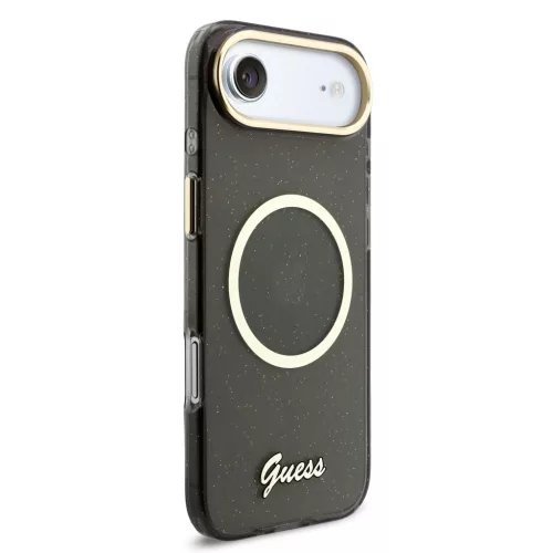 Guess IML Glitter Script Strap MagSafe tok iPhone Air - fekete