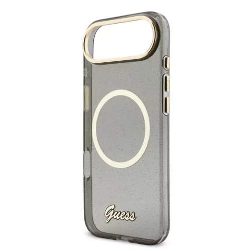 Guess IML Glitter Script Strap MagSafe tok iPhone Air - fekete