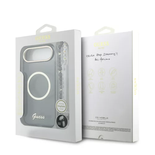 Guess IML Glitter Script Strap MagSafe tok iPhone Air - fekete