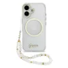 Guess IML Glitter Script Strap MagSafe tok iPhone 17 - átlátszó