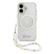 Guess IML Glitter Script Strap MagSafe tok iPhone 17 - átlátszó