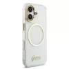 Guess IML Glitter Script Strap MagSafe tok iPhone 17 - átlátszó