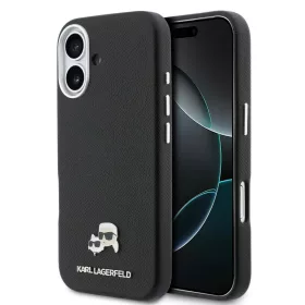   Karl Lagerfeld PU Karl and Choupette Heads Pins MagSafe tok Apple iPhone 17 készülékhez – Fekete