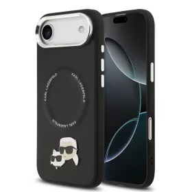   Karl Lagerfeld PU Karl and Choupette Heads Pins MagSafe tok Apple iPhone Air készülékhez – Fekete