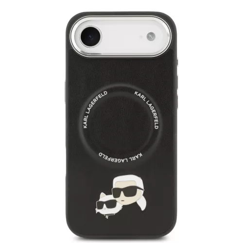 Karl Lagerfeld PU Karl and Choupette Heads Pins MagSafe tok Apple iPhone Air készülékhez – Fekete