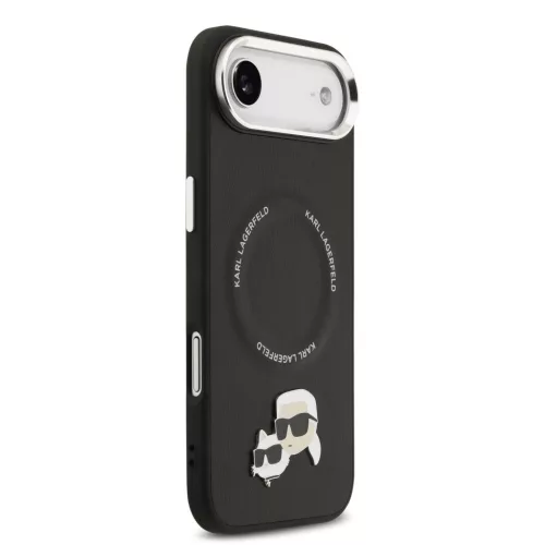 Karl Lagerfeld PU Karl and Choupette Heads Pins MagSafe tok Apple iPhone Air készülékhez – Fekete