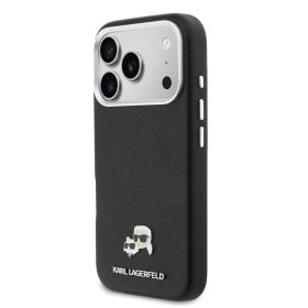   Karl Lagerfeld PU Karl and Choupette Heads Pins MagSafe tok, iPhone 17 Pro - fekete