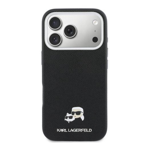 Karl Lagerfeld PU Karl and Choupette Heads Pins MagSafe tok, iPhone 17 Pro - fekete