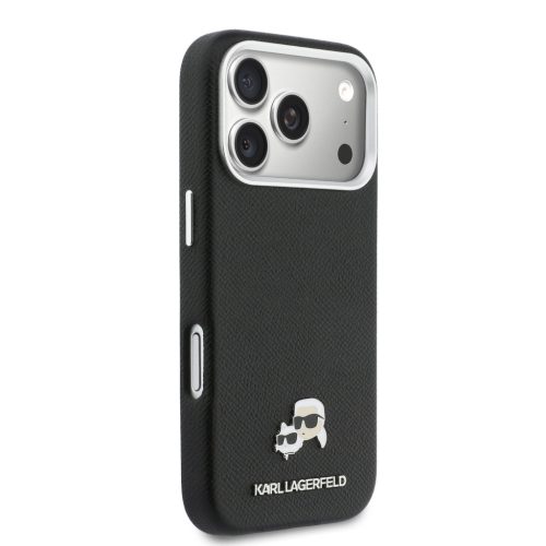 Karl Lagerfeld PU Karl and Choupette Heads Pins MagSafe tok, iPhone 17 Pro - fekete
