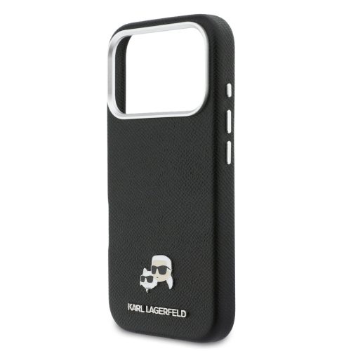 Karl Lagerfeld PU Karl and Choupette Heads Pins MagSafe tok, iPhone 17 Pro - fekete
