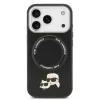 Karl Lagerfeld PU Karl and Choupette Heads Pins MagSafe tok Apple iPhone 17 Pro Max készülékhez – Fekete