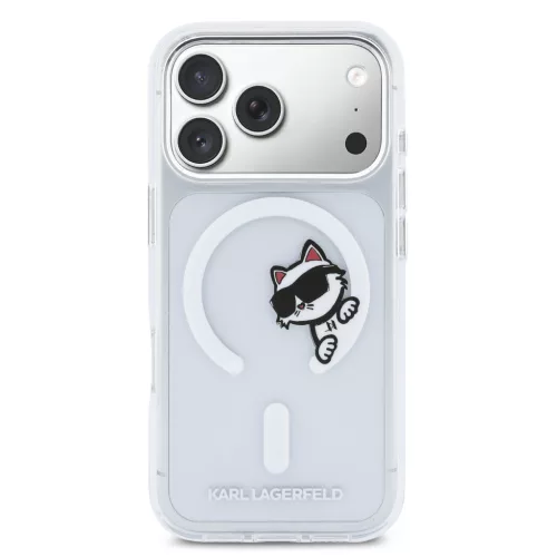 Karl Lagerfeld IML Choupette Peekaboo MagSafe tok Apple iPhone 17 Pro készülékhez – Átlátszó