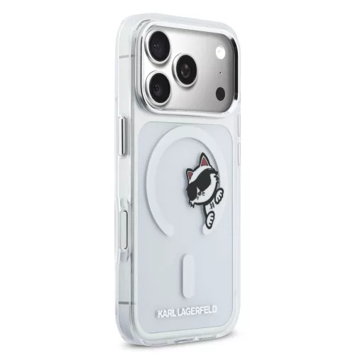 Karl Lagerfeld IML Choupette Peekaboo MagSafe tok Apple iPhone 17 Pro készülékhez – Átlátszó