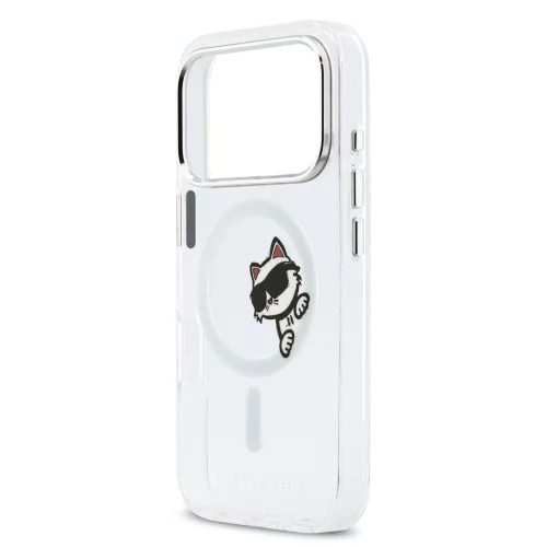 Karl Lagerfeld IML Choupette Peekaboo MagSafe tok Apple iPhone 17 Pro készülékhez – Átlátszó