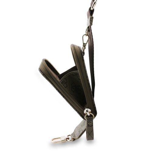 Guess Crossbody Strap PU 4G Metal Logo + Purse Brown - barna