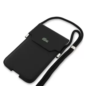   Lacoste PVC Iconic Petit Pique Metal Logo XL telefontáska – Fekete