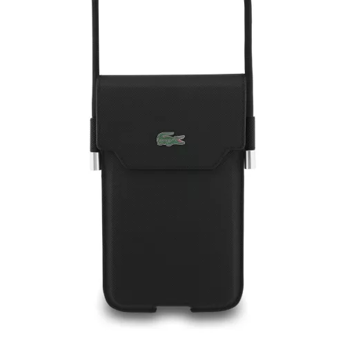Lacoste PVC Iconic Petit Pique Metal Logo XL telefontáska – Fekete