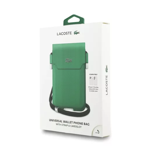 Lacoste PVC Iconic Petit Pique Metal Logo XL telefontáska – Zöld