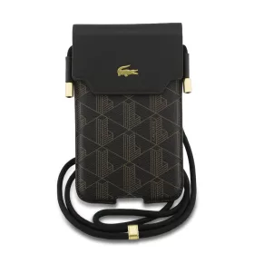   Lacoste PVC Blend Monogram Metal Logo XL telefontáska – Barna
