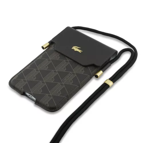 Lacoste PVC Blend Monogram Metal Logo XL telefontáska – Barna