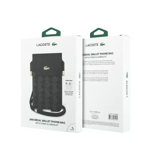 Lacoste PVC Blend Monogram Metal Logo XL telefontáska – Barna
