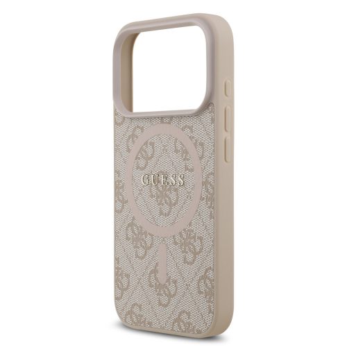 Guess PU Leather 4G Colored Ring MagSafe tok, iPhone 17 Pro - rózsaszín